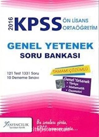 2016 KPSS Önlisans Ortaöğretim Genel Yetenek Soru Bankası Tamamı Çözümlü