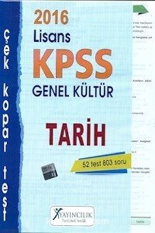 2016 KPSS Lisans Genel Kültür Tarih Çek Kopar Test