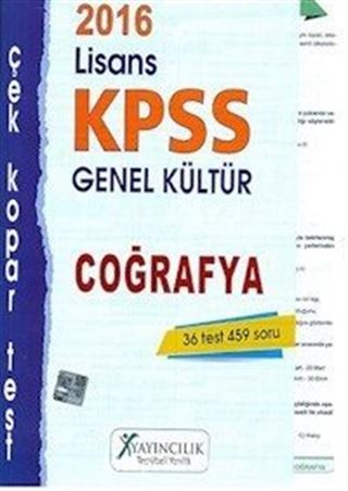 2016 KPSS Lisans Genel Kültür Coğrafya Çek Kopar Test