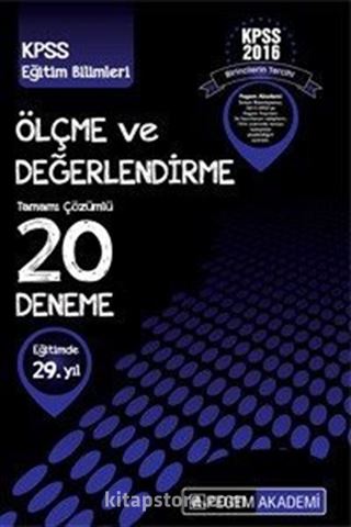 2016 KPSS Eğitim Bilimleri Ölçme ve Değerlendirme Tamamı Çözümlü 20 Deneme