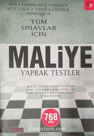 2017 Tüm Sınavlar İçin Maliye Yaprak Testler