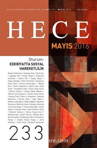 Sayı:233 Mayıs 2016 Hece Aylık Edebiyat Dergisi