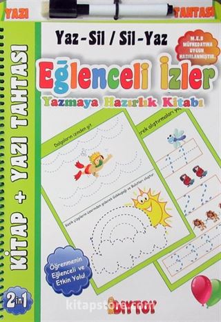 Eğlenceli İzler Yazmaya Hazırlık Kitabı (Yaz Sil / Sil Yaz)