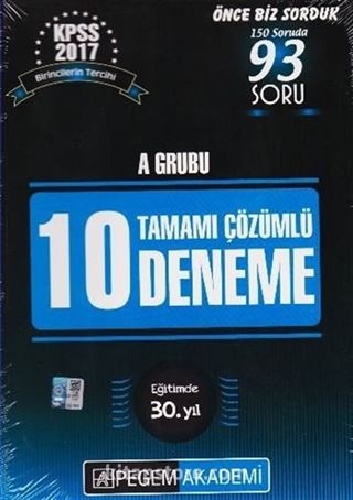 2017 KPSS A Grubu Tamamı Çözümlü 10 Deneme