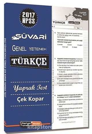 2017 KPSS Süvari Genel Yetenek Türkçe Yaprak Test Çek Kopar