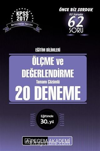 2017 KPSS Eğitim Bilimleri Ölçme ve Değerlendirme Tamamı Çözümlü 20 Deneme