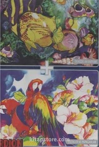 Papağanlar Çiçekler Denizde Akvaryum 2x1000 Puzzle (Kod:40127)
