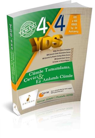 4x4 YDS Seti 1. Kitap Cümle Tamamlama, Çeviri ve Eş Anlamlı Cümle