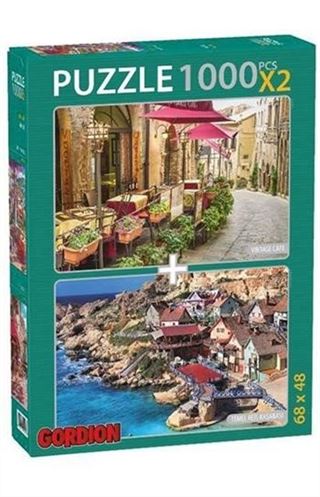 Temel Reis Kasabası-Vintage Cafe 2x1000 Parça Puzzle Takım