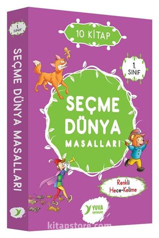 Seçme Dünya Masalları Renkli Heceli (10 Kitap) (1. Sınıf)