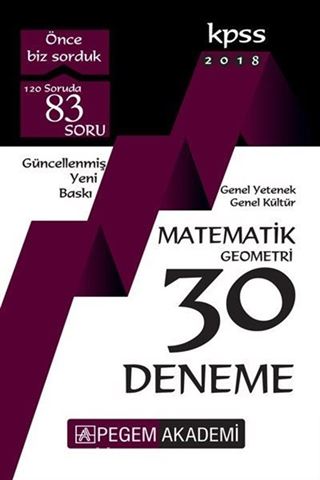 2018 KPSS Genel Yetenek Genel Kültür Matematik - Geometri 30 Deneme