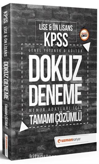2018 KPSS Genel Yetenek Genel Kültür Lise Ön Lisans Dokuz Deneme Tamamı Çözümlü