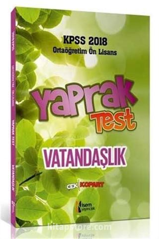 2018 KPSS Ortaöğretim Ön Lisans Vatandaşlık Çek Kopar Yaprak Test
