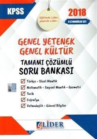 2018 KPSS Genel Yetenek Genel Kültür Tamamı Çözümlü Soru Bankası Seti