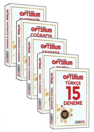 2018 KPSS Optimum Genel Yetenek Genel Kültür Tamamı Çözümlü 15 li Deneme Seti (5 Kitap)