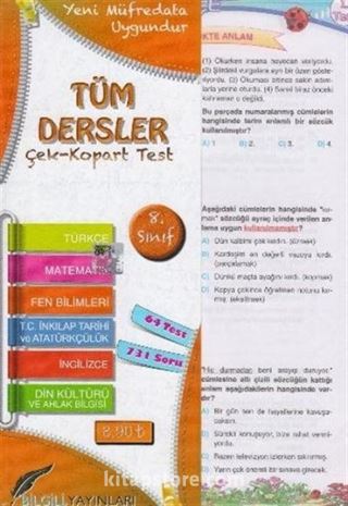 8. Sınıf Tüm Dersler Çek Kopart Yaprak Test