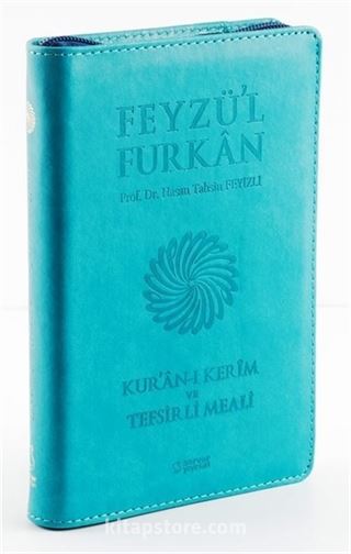 Feyzü'l Furkan Kur'an-ı Kerim ve Tefsirli Meali (Cep Boy - Fermuarlı) Turkuaz