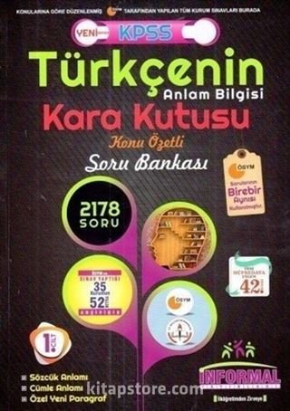 KPSS Türkçenin Anlam Bilgisi Kara Kutusu Konu Özetli Soru Bankası 1. Cilt