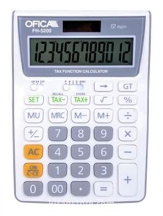 Ofica FH-5200B 12 Hane TAX'lı Masa Tipi Hesap Makinası Beyaz