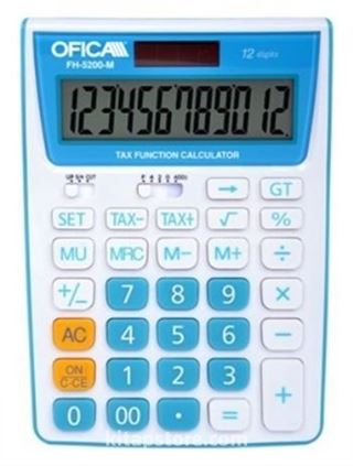 Ofica FH-5200M 12 Hane TAX'lı Masa Tipi Hesap Makinası Mavi