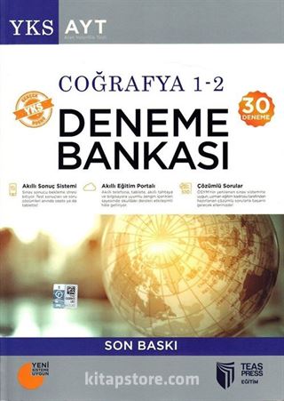 YKS-AYT Coğrafya 1-2 Deneme Bankası (30 Deneme)