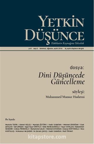 Yetkin Düşünce Temmuz-Ağustos-Eylül Sayı:3 2018