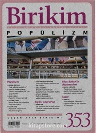Birikim Aylık Sosyalist Kültür Dergisi Sayı:353 Eylül 2018