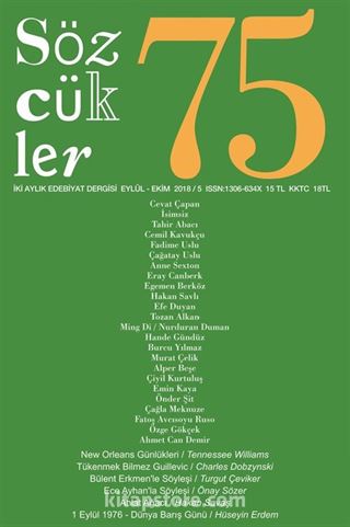 Sözcükler İki Aylık Edebiyat Dergisi Sayı:75 Eylül-Ekim 2018
