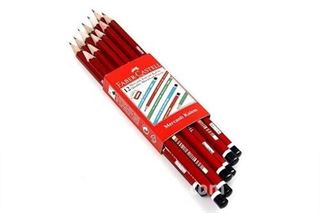 Faber-Castell Köşeli Mercanlı Kurşunkalem 12'li (Kırmızı)