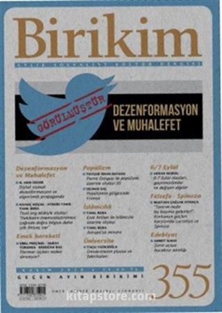 Birikim Aylık Sosyalist Kültür Dergisi Sayı:355 Kasım 2018