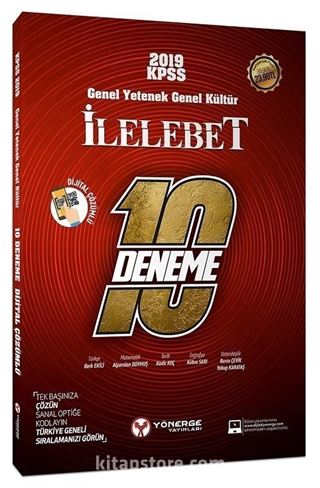 2019 KPSS İlelebet Genel Yetenek Genel Kültür 10 Deneme Dijital Çözümlü