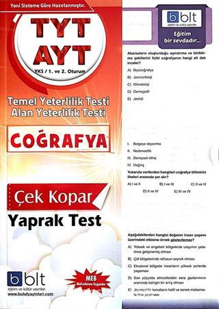 TYT AYT Coğrafya Çek Kopar Yaprak Test