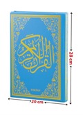 Kur-an'ı Kerim Renkli Gül Desenli Mavi Cilt, Sesli Rahle Boy (H-12)