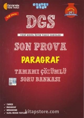 DGS Son Prova Paragraf Tamamı Çözümlü Soru Bankası