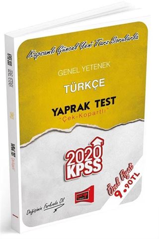 2020 KPSS Genel Yetenek Türkçe Çek Kopartlı Yaprak Test
