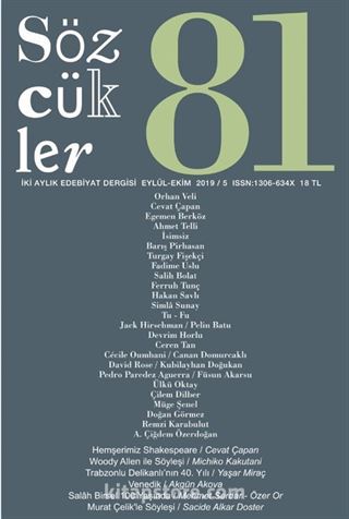 Sözcükler İki Aylık Edebiyat Dergisi Sayı:81 Eylül-Ekim 2019