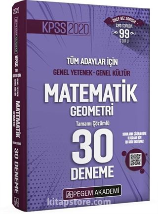 2020 KPSS Genel Yetenek Genel Kültür Matematik - Geometri 30 Deneme