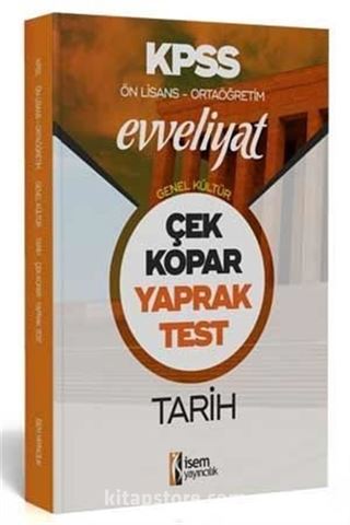 2020 Evveliyat KPSS Genel Kültür Ortaöğretim Ön Lisans Tarih Çek Kopar Yaprak Test