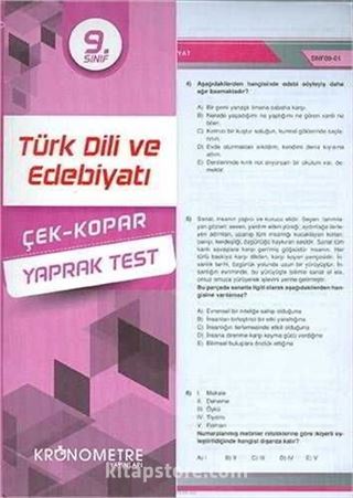 9. Sınıf Türk Dili ve Edebiyatı Çek-Kopar Yaprak Test