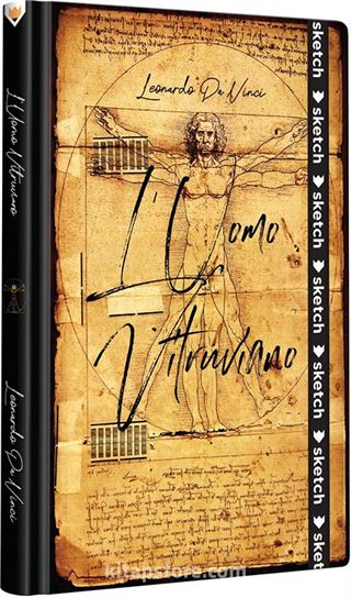 L'Uomo Vitruviano - Leonardo da Vinci - Özel Tasarım Defter (Kalem Tutacağı Hediyeli)