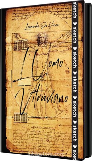 L'Uomo Vitruviano - Leonardo da Vinci - Özel Tasarım Defter (Kalem Tutacağı Hediyeli)
