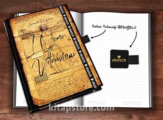 L'Uomo Vitruviano - Leonardo da Vinci - Özel Tasarım Defter (Kalem Tutacağı Hediyeli)