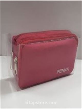 Penna Asetat Kutulu İkili Keten Kalemlik (Kırmızı)