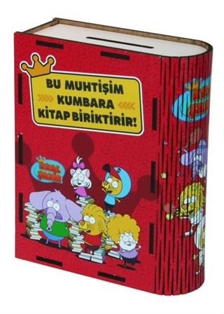 Kral Şakir - Kitap Görünümlü Kilitli Ahşap Kumbara (Kırmızı)