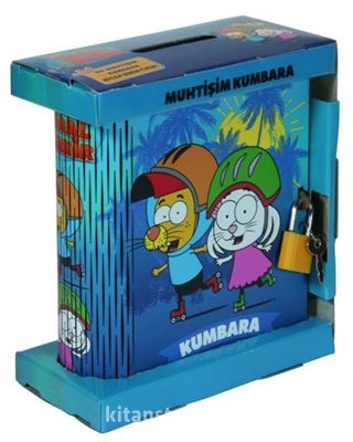 Kral Şakir - Kitap Görünümlü Kilitli Ahşap Kumbara (Mavi)