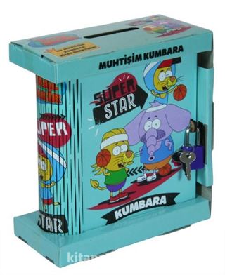 Kral Şakir - Süper Star Kitap Görünümlü Kilitli Ahşap Kumbara