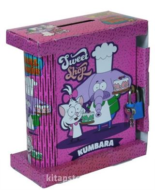 Kral Şakir - Sweet Shop Kitap Görünümlü Kilitli Ahşap Kumbara