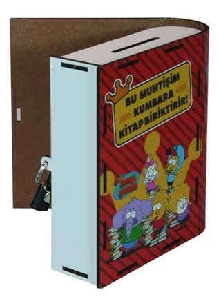 Kral Şakir - Kitap Görünümlü Kilitli Ahşap Kumbara (Turuncu)