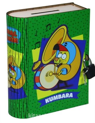 Kral Şakir - Kitap Görünümlü Kilitli Ahşap Kumbara (Yeşil)
