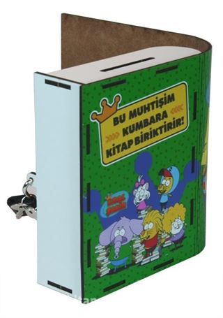 Kral Şakir - Kitap Görünümlü Kilitli Ahşap Kumbara (Yeşil)